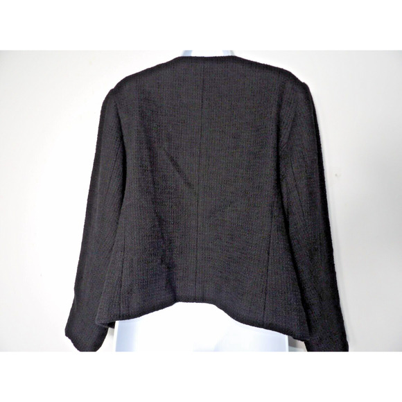 Talbots 16WP Blazer Tweed Black Weave Cotton Cardigan Full Zip Office Career Lin - Picture 13 of 13
